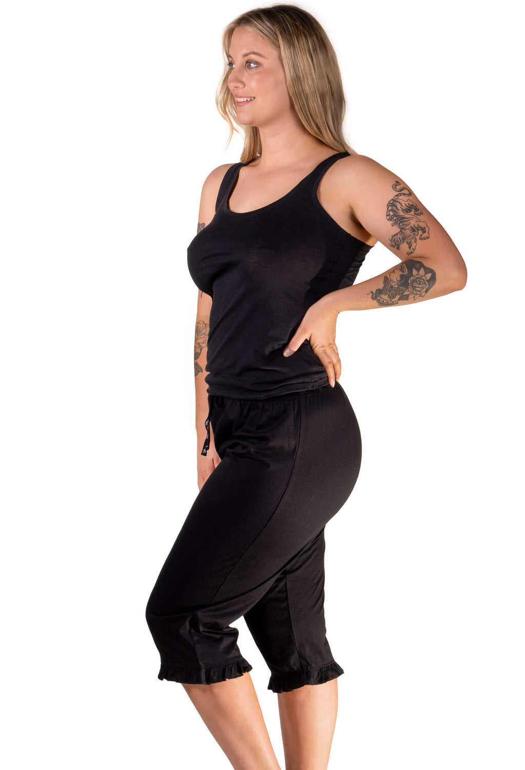 100% Cotton 3/4 Pant and Tank Tops Lounge Set