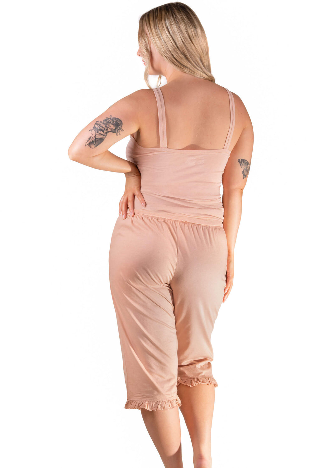 100% Cotton 3/4 Pant and Tank Tops Lounge Set