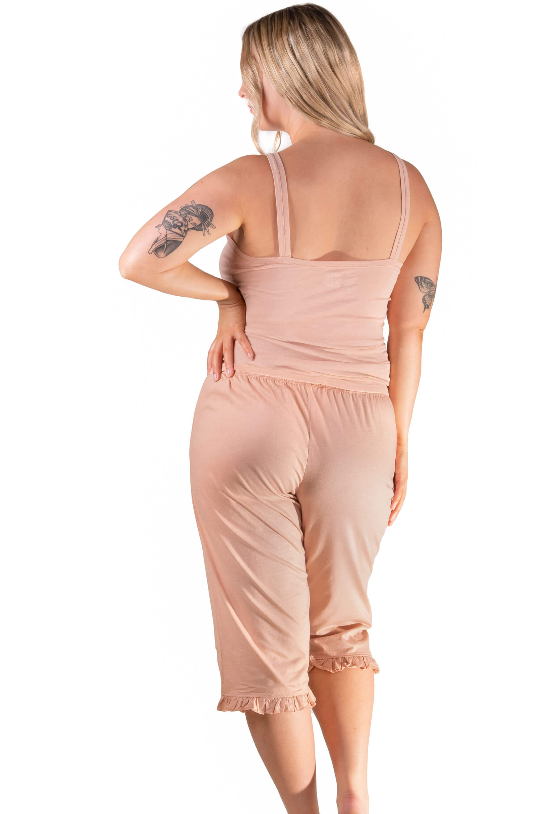 100% Cotton 3/4 Pant and Tank Tops Lounge Set